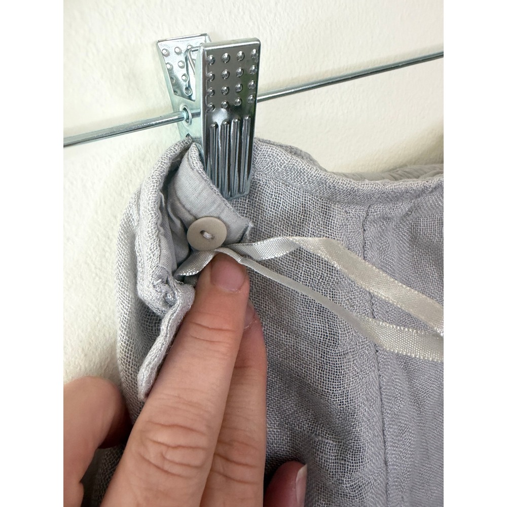 Eileen Fisher Grey Italian Linen Midi Skirt Drawstring Hem Size M - Picture 5 of 9